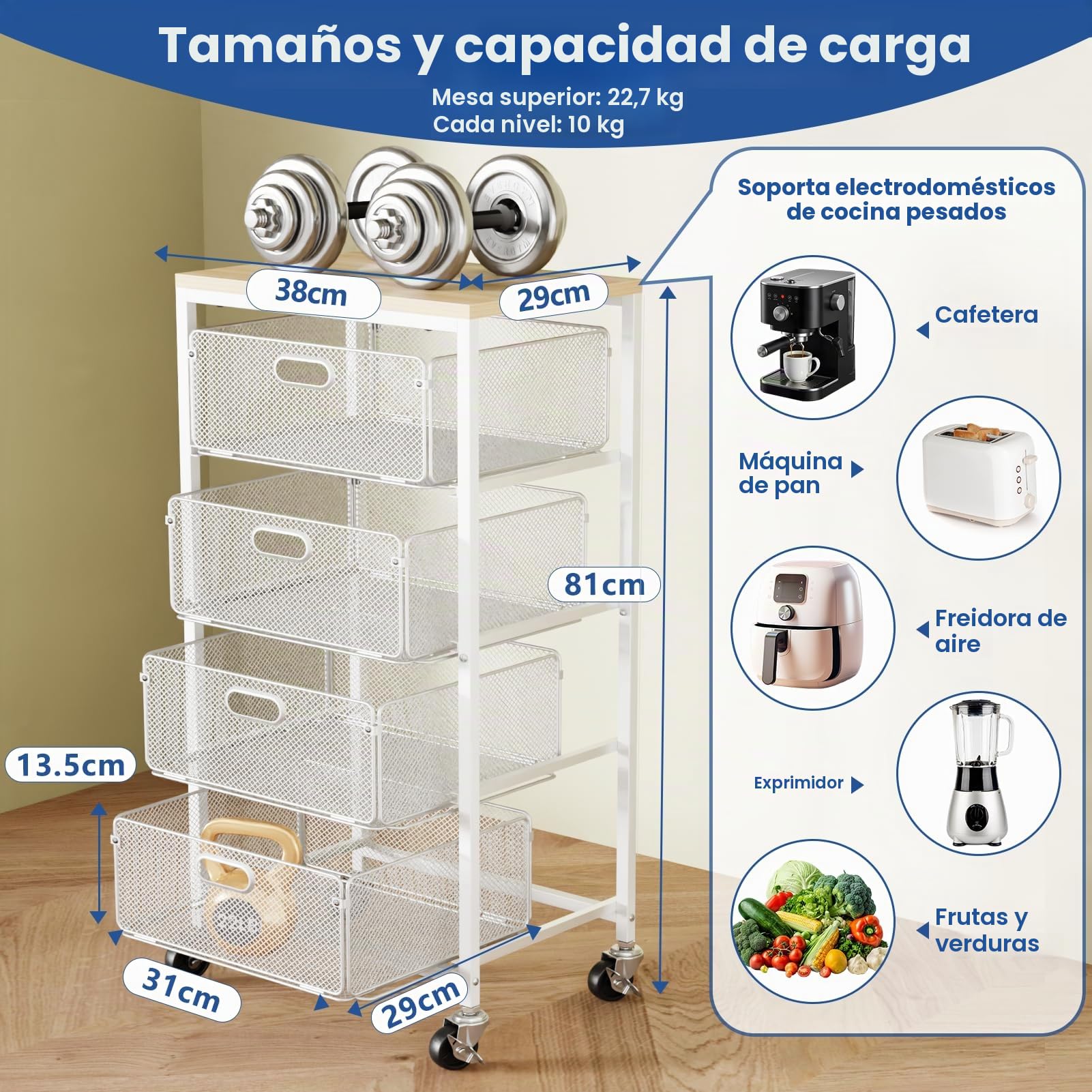 WELDUN Carro con cajones, carro de manualidades de 4 niveles con ruedas cerradas, caja de almacenamiento de metal, organizador artesanal, carro de arte para cocina, baño, escuela, estudio, oficina