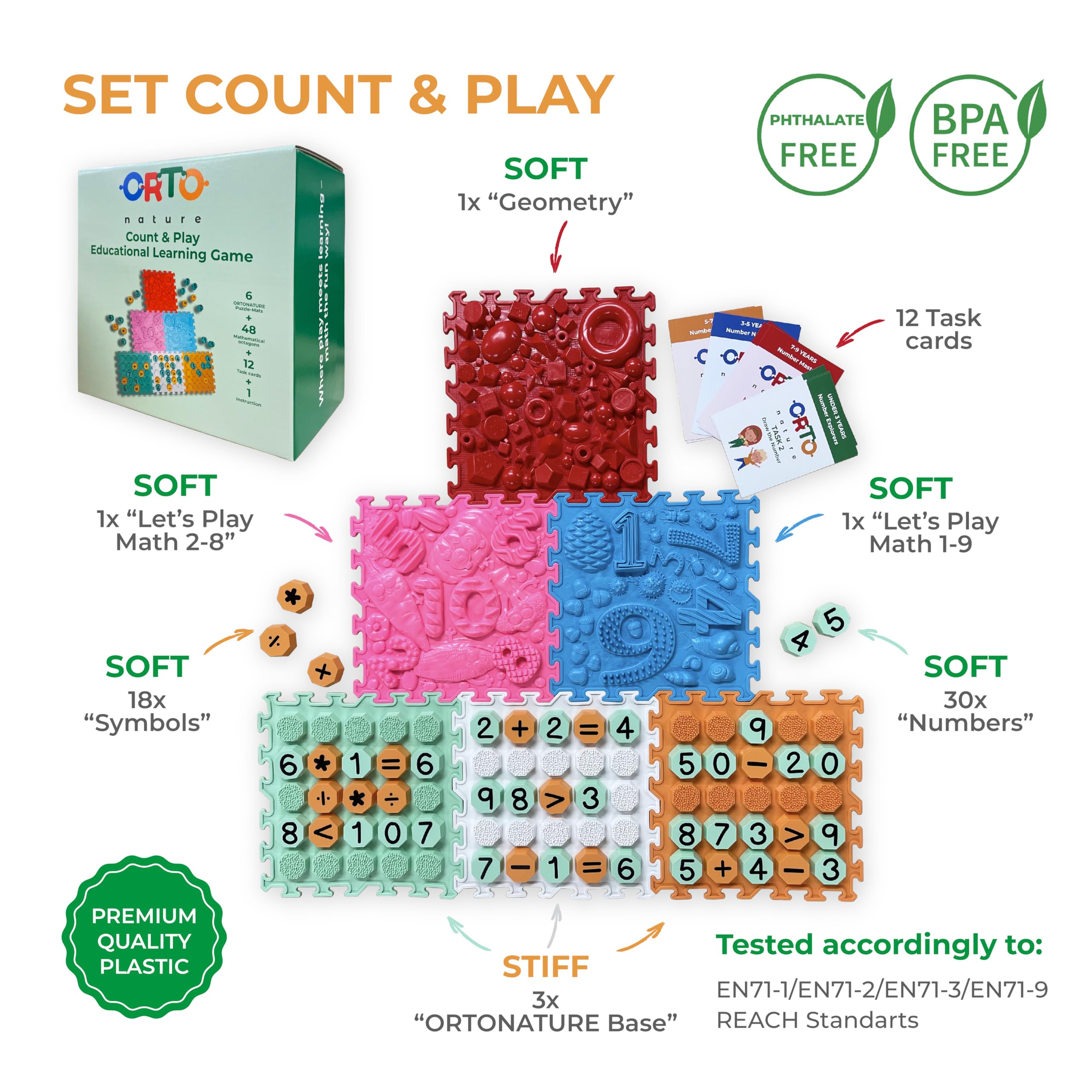 Edukacyjna mata puzzle z 48 cyframi i znakami (Count & Play)