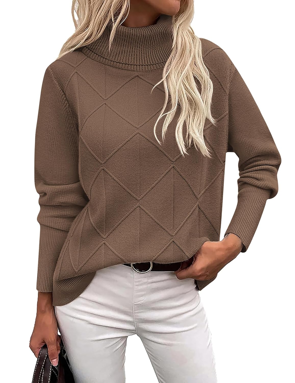 Zeagoo Womens Turtleneck Sweater Fall Winter 2026 Long Sleeve Chunky Knitted Trendy Pullover Tops