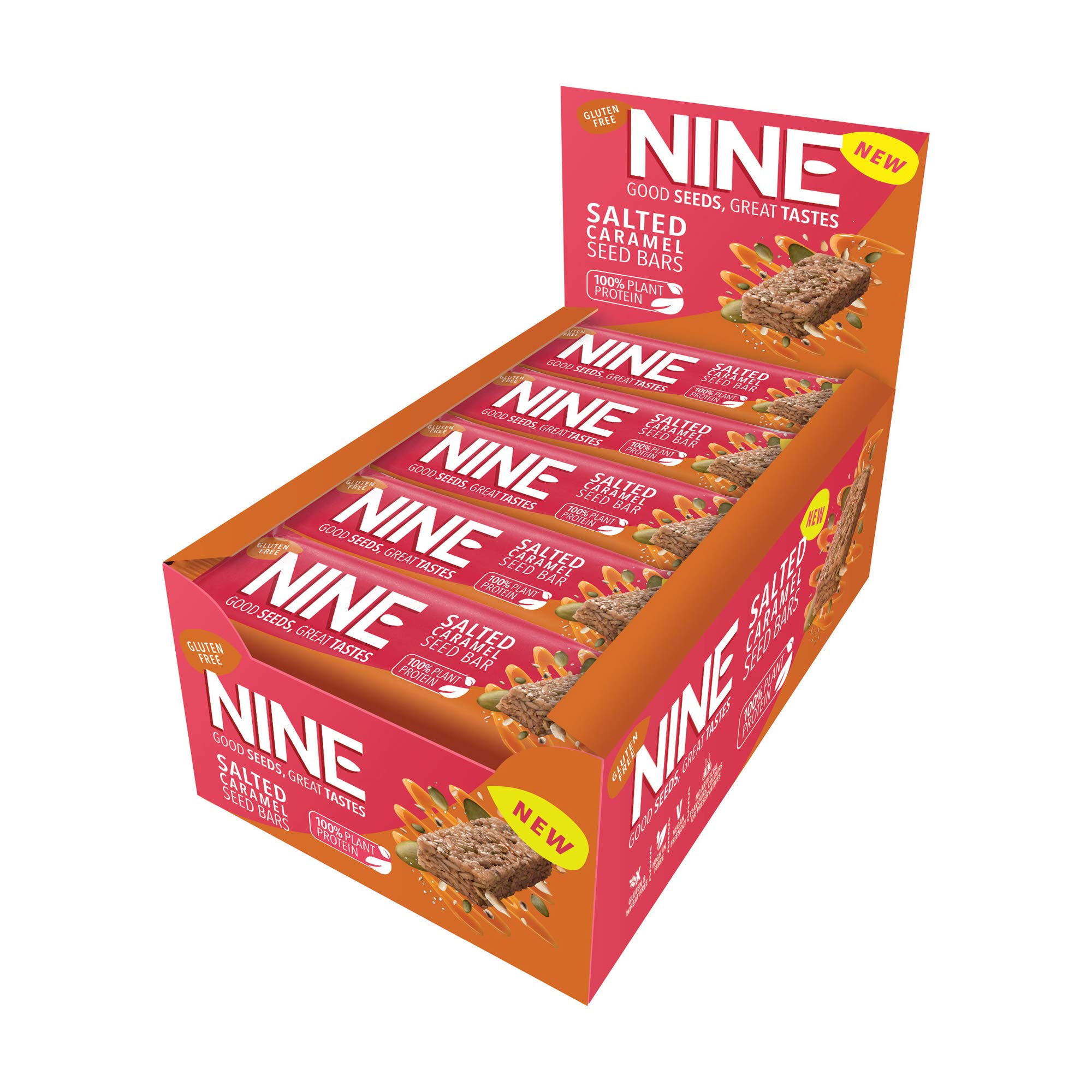 Nine Salted Caramel Seed Bar, 40 g , Pack of 20
