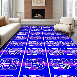 Ultra Soft Area Rug 8x10, Stadium Scoreboard Number Grid Entry, Non Slip, Stain Resistant, Washable Area Rugs for Living Room, Bedroom (Blue, 8x10)