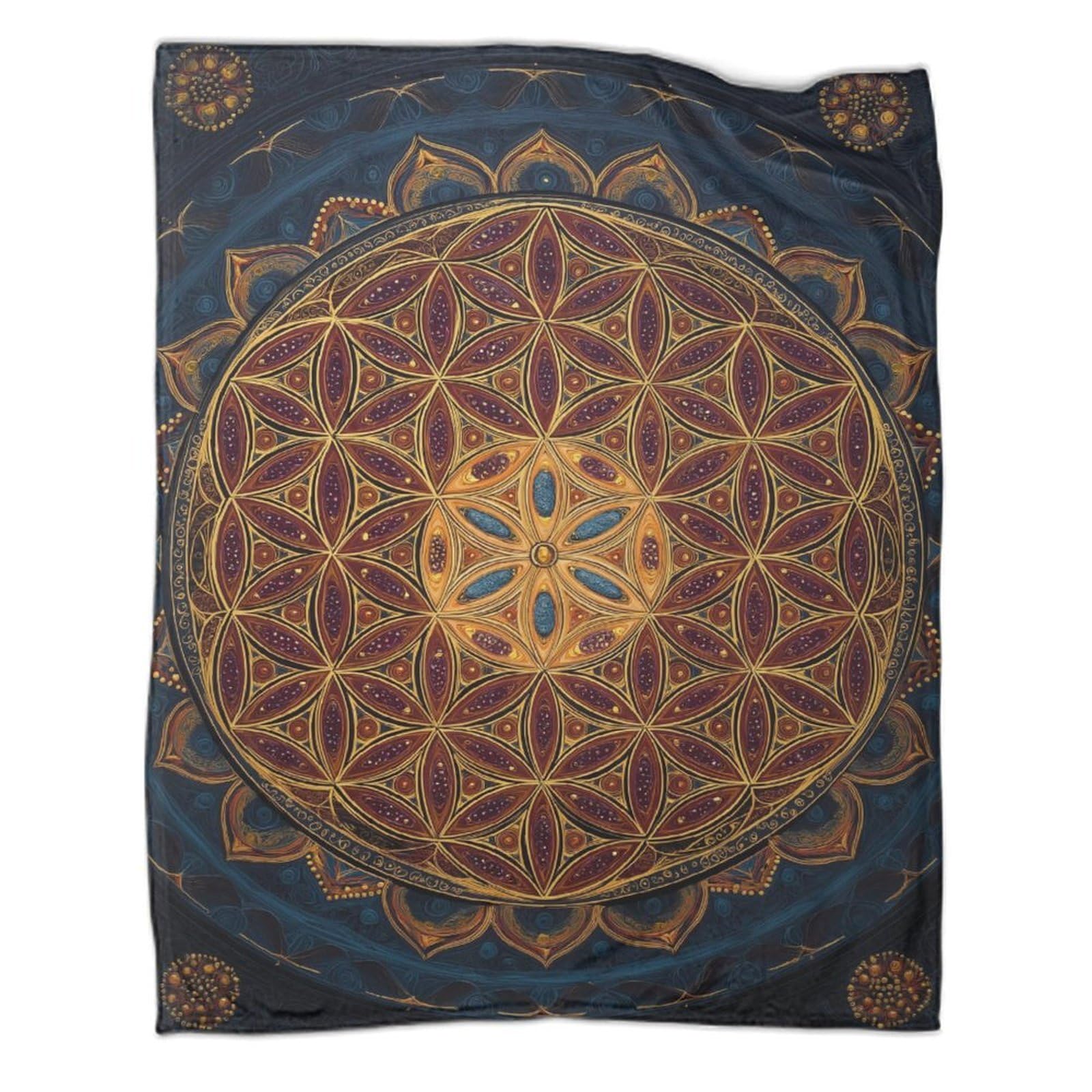 kaiyun Flower of Life, Mandala Throws,Soft And Warm Printed Flannel for Bed And Sofa 70x80inch(180x200cm)