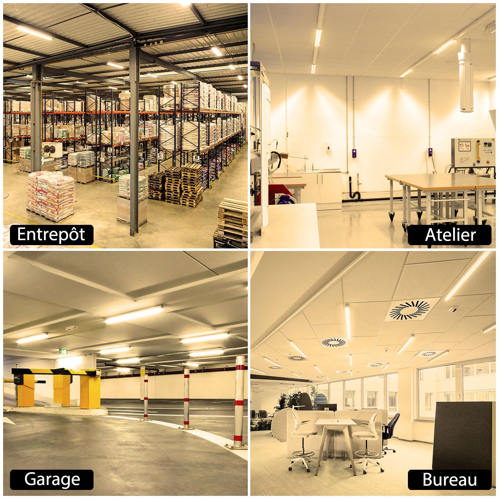 2 Pcs LED Feuchtraumleuchte 120cm, 40W 4800LM LED Deckenleucht Röhre Licht, Warmweiß 3000K Werkstattlampe - 2,5cm flach Lampe, 130° Abstrahlwinkel Deckenlampe für Wohnzimmer Küche Garage Büro