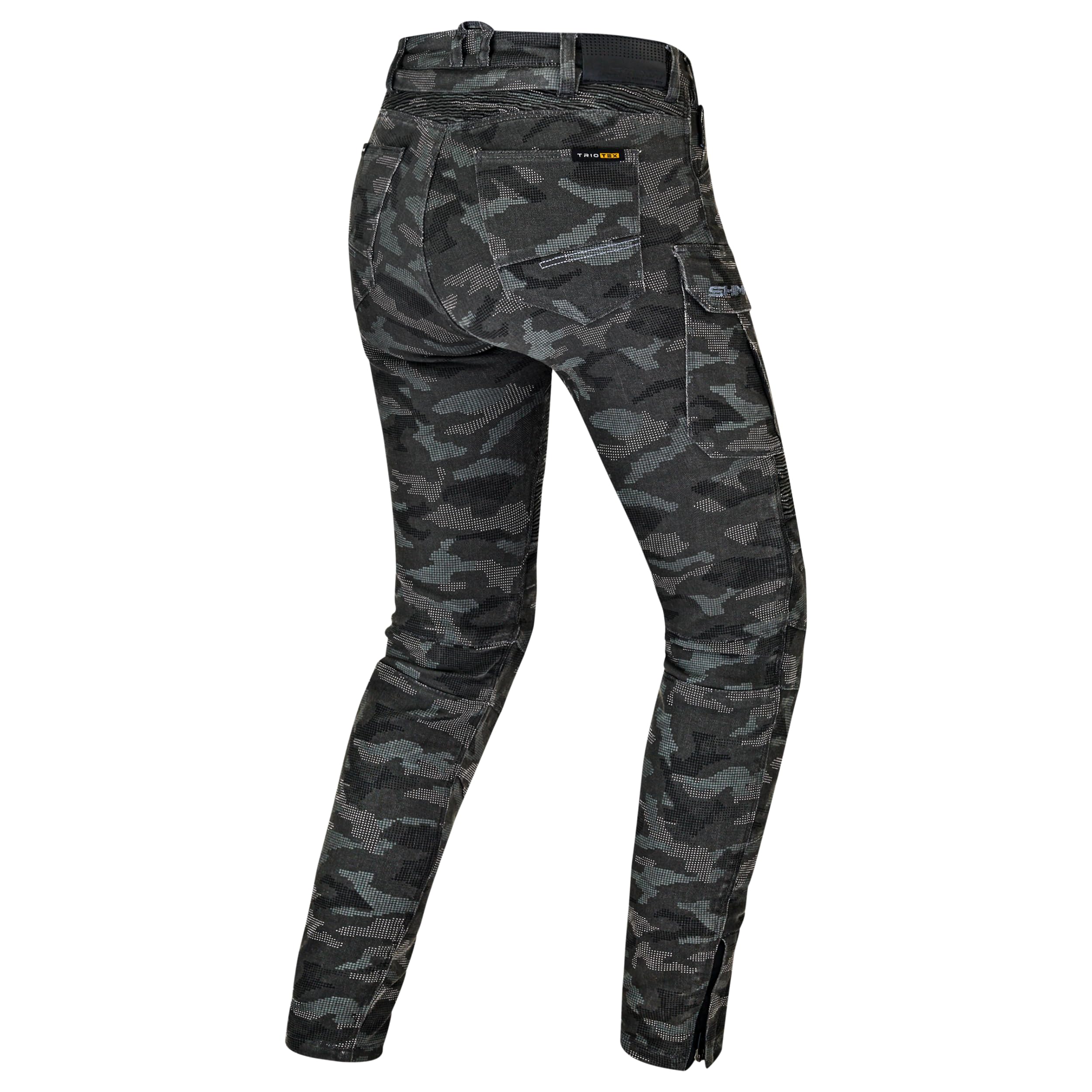SHIMA Giro 3.0 Damskie spodnie motocyklowe Ochraniacze AirForce Homologowane obcisłe Tekstylia Cargo Urban Spodnie Ochronne Kolana Wentylowane Elastyczne Odzież Letnia (Damska, Camo, 24/30)