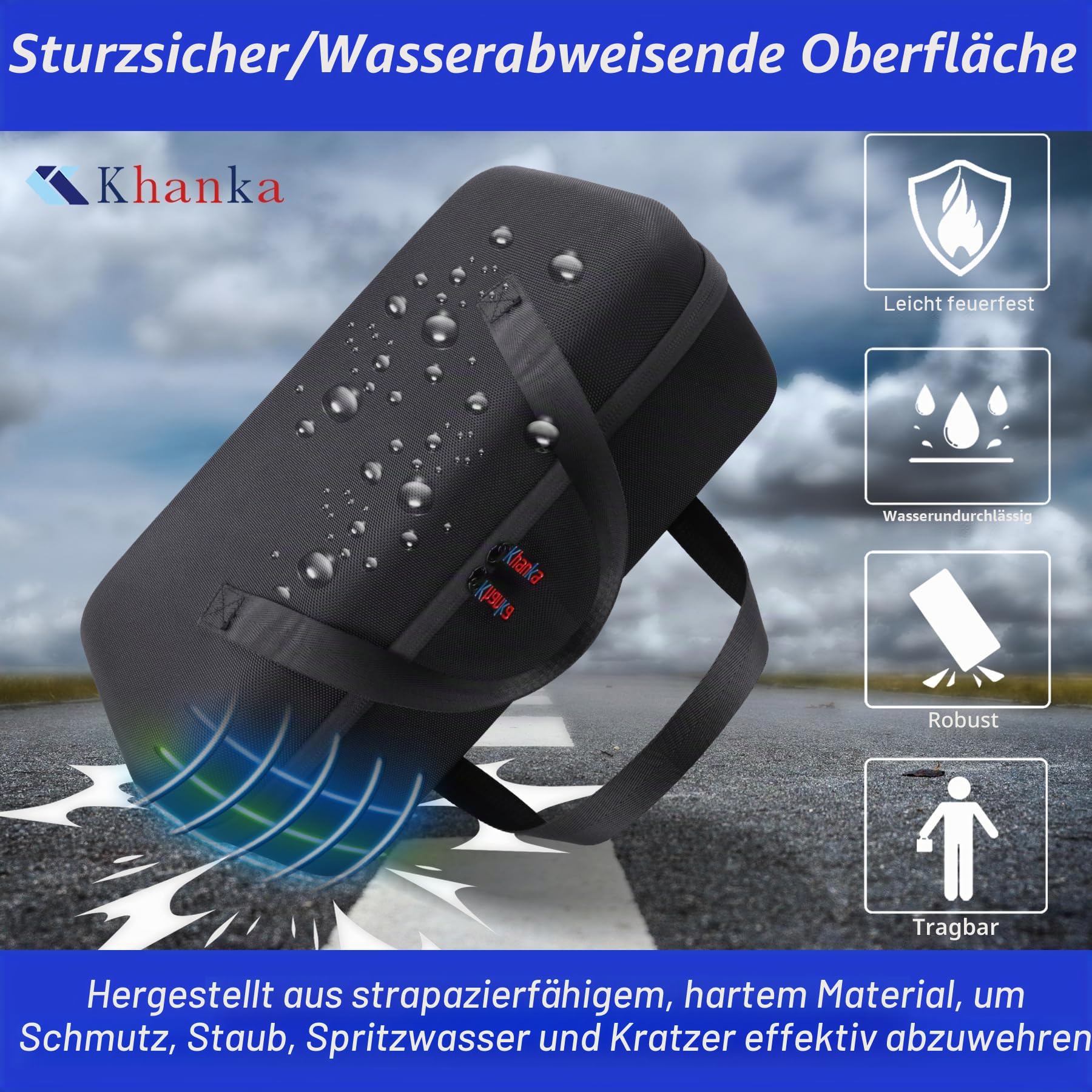 Khanka Hart Tasche Schutzhülle für HP Officejet 250 mobiler Multifunktionsdrucker Etui Case. (nur Tasche)