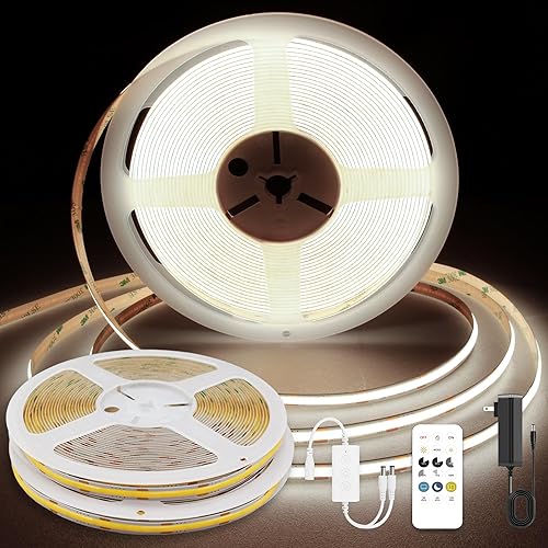 Miniatura 26 de Tira de luz LED COB, tira de luz LED blanca de 16.4 pies, tira de luz LED regulable 4000K de blanco neutro brillante, CRI92+, 8mm de ancho, cinta de