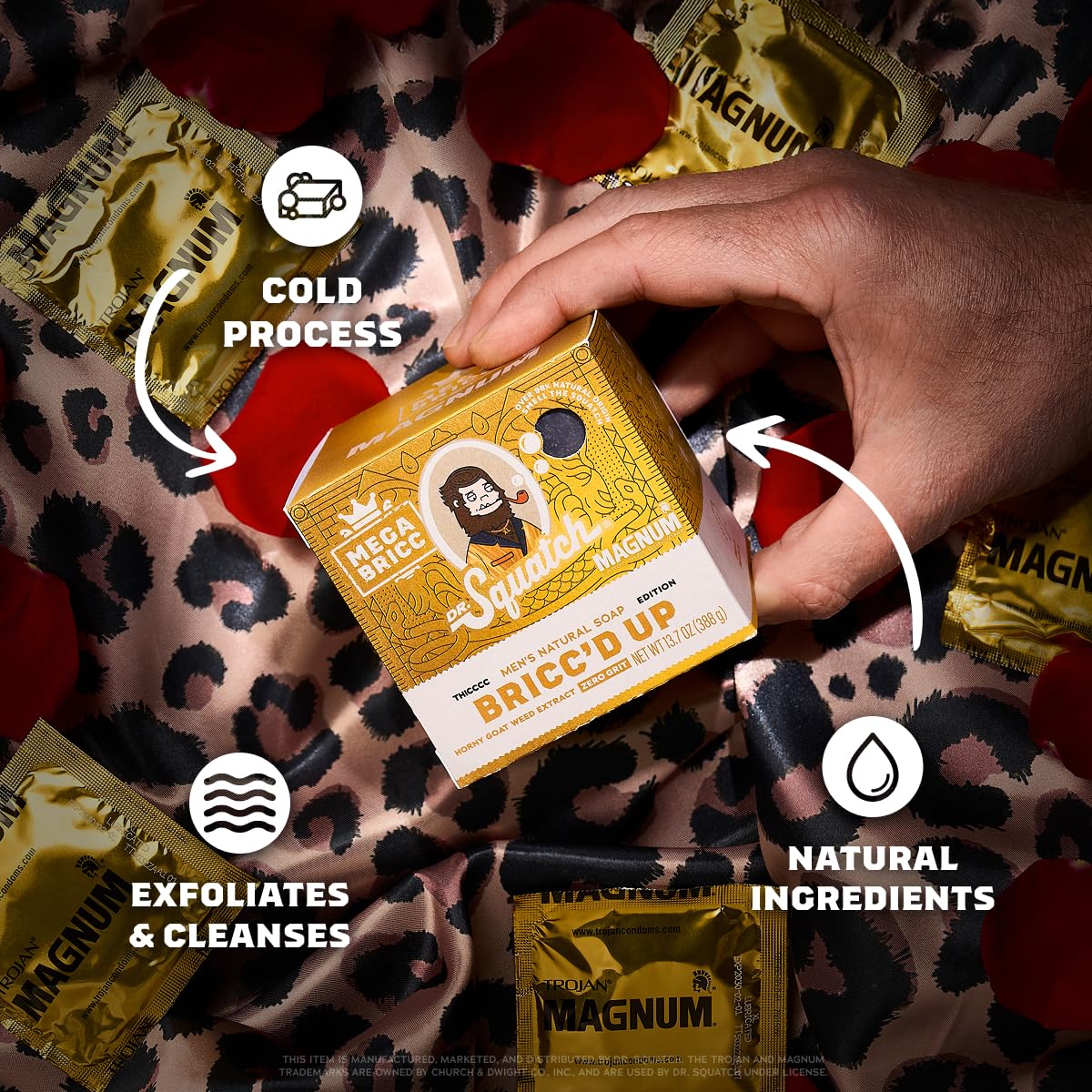 Dr. Squatch Natural Men's Bar Soap – Limited Edition Trojan Gifts for Men – Natural Cold Process Soap Bar – Bricc'd Up (5 oz) + Magnum Bricc (13.7 oz) 4-Pack