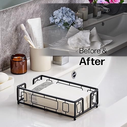 Vista 132 de Bandeja de acrílico para toallas de invitados para baño, soporte vertical para toallas de mano desechables, organizador de servilletas impermeable A