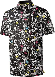 ZITY Men's Golf Polo Shirt Short Sleeve Performance Moisture Wicking Collared Print Shirt for
