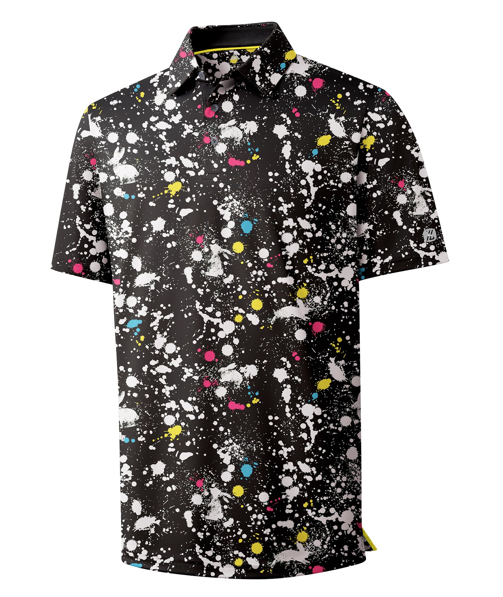 ZITY Men's Golf Polo Shirt Short Sleeve Performance Moisture Wicking Collared Print Shirt for Golf and Casual Wear