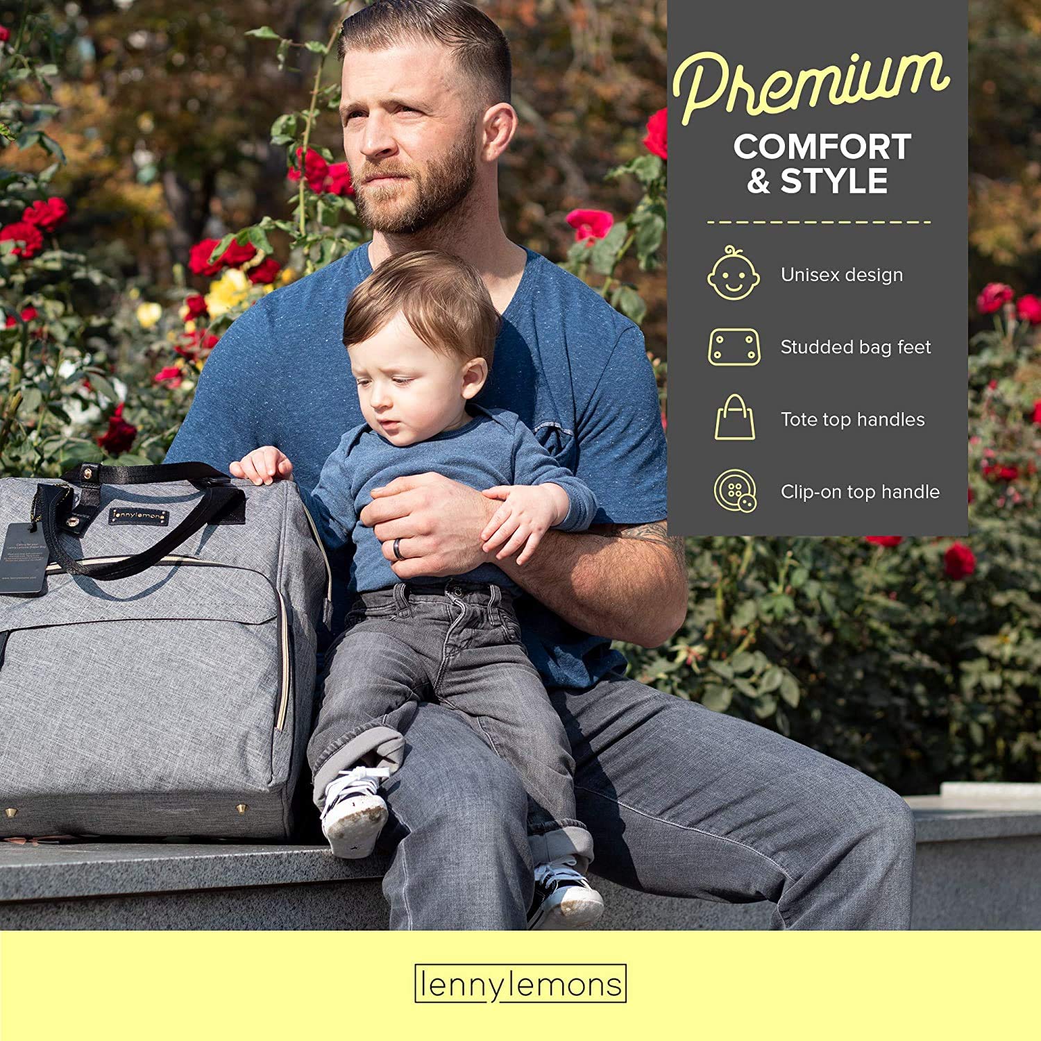 Yonune Multi-Function Diaper Travel Backpack Bag Maternity Baby Changing Bags, Large Capacity, Waterproof and Stylish for Moms and Dads on The Go Diaper Organizer (Grey)