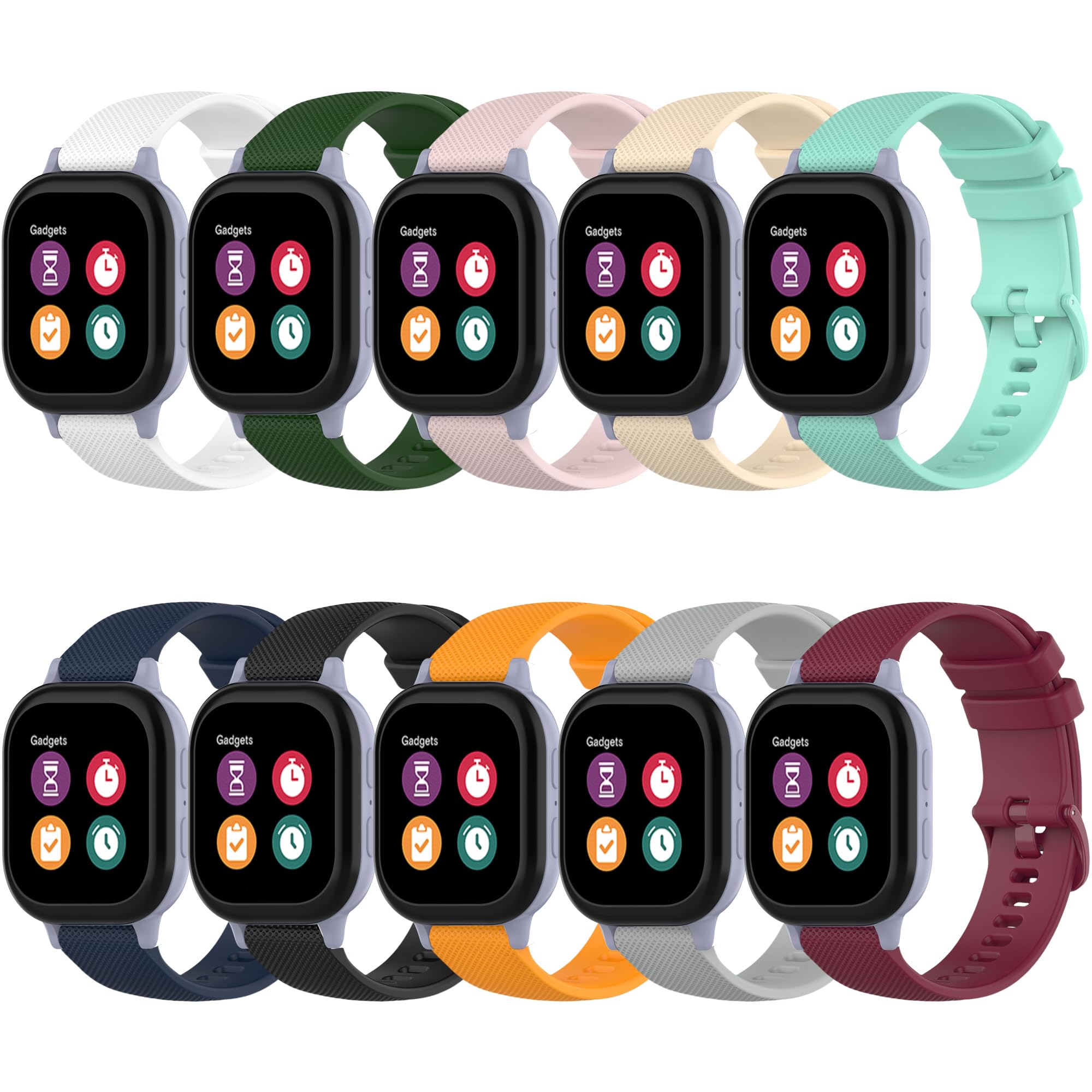 10-Pack Compatible for Gizmo/Gabb 3 2 1 & SyncUp Watch Breathable Silicone Bands - Comfortable & Waterproof Straps Smartwatches Bands