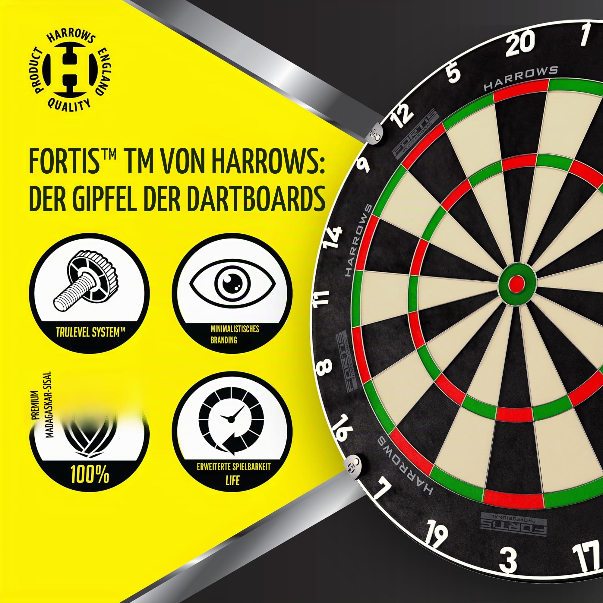 Harrows Dartscheiben I Dartscheibe in Standardgröße I Kompatibel mit Dartscheibenständer, Dartscheibenbeleuchtung und Dartscheibenschrank
