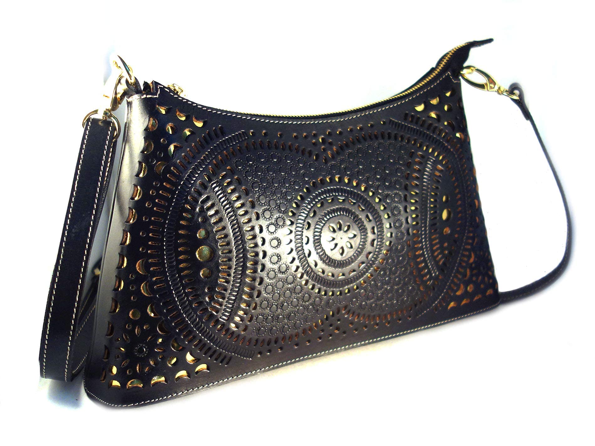 PRERNAReal Leather Bag for Women Handmade Leather Bag Party Bag (Black)