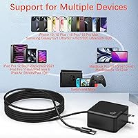 Vista 6 de Cargador rápido de 45 W, cargador USB C con cable de carga de 6 pies, cargador de viaje portátil para Nintendo SwitchLiteOLEDDock, Tablet PC