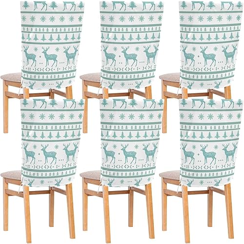 Moose Snowflakes Christmas Style Decorative Chairs Covers for Birthday Party Removable Hand Washable Chair Decor cubiertas para sillas de comedor