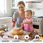 Alpha Grillers Thermomètre de nourriture instantanée pour la viande et la cuisine Sourdough Pain Fournitures de cuisson Cadeaux de grillage pour hommes Femmes Cadeaux pour maman Seniors, Long Probe Grand Affichage rétroéclairé