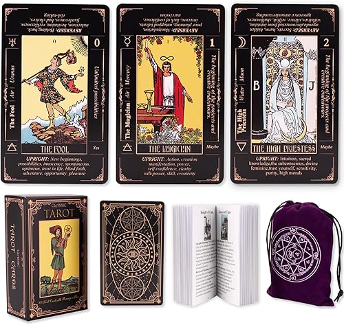 Tarjetas de tarot para principiantes, cartas de tarot clásicas con significados en ellos, cartas de tarot duraderas con libro guía para
