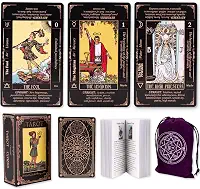 Cartas de tarô para iniciantes, cartas de tarô clássicas com significados, cartas de tarô duráveis com guia para iniciantes (preto)