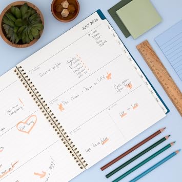 Blue Sky 2026-2027 Weekly and Monthly Academic Year Planner Calendar, July 2026 - June 2027, 8.5 x 11, Flexible Cover, Wirebound, Storage Pocket, Bakah Blue
