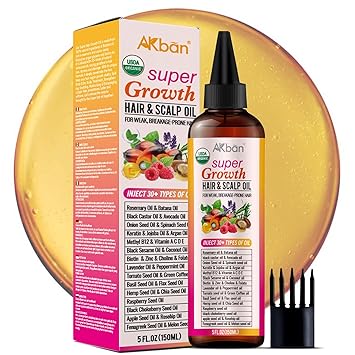 Super Blend of Pure Rosemary Oil for Hair Growth with Black Castor, Batana, Argan, Jojoba, Infused with Keratin & Biotin, Blend Scalp and Hair Oil for Hair Strengthening, Moisture, Shine, Protection