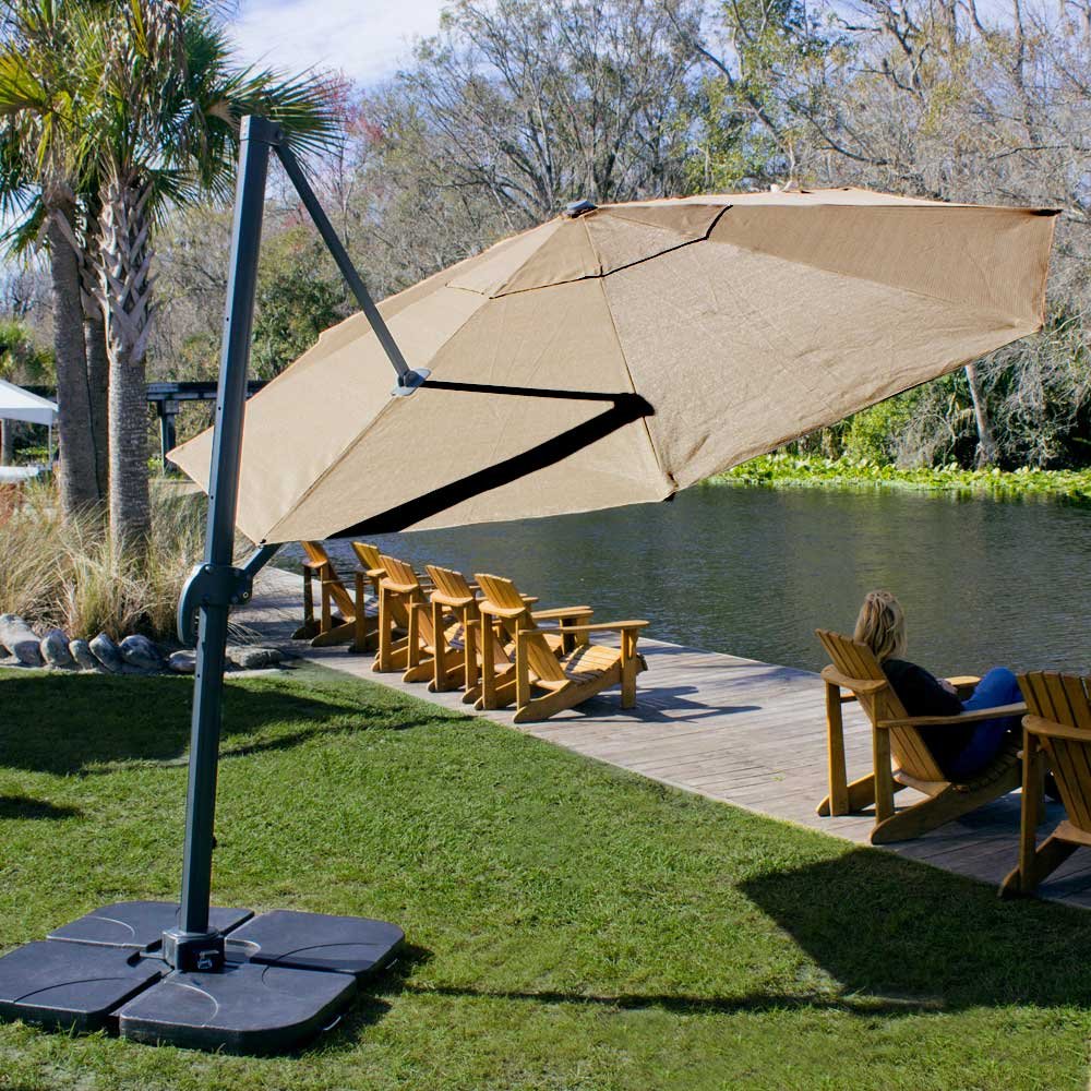coolaroo 12 ft round cantilever patio umbrella Coolaroo Cantilever Umbrella, Freestanding Patio Shade Umbrella, 90% UV  Block, Round 12', Mocha : Amazon.com.au: Garden