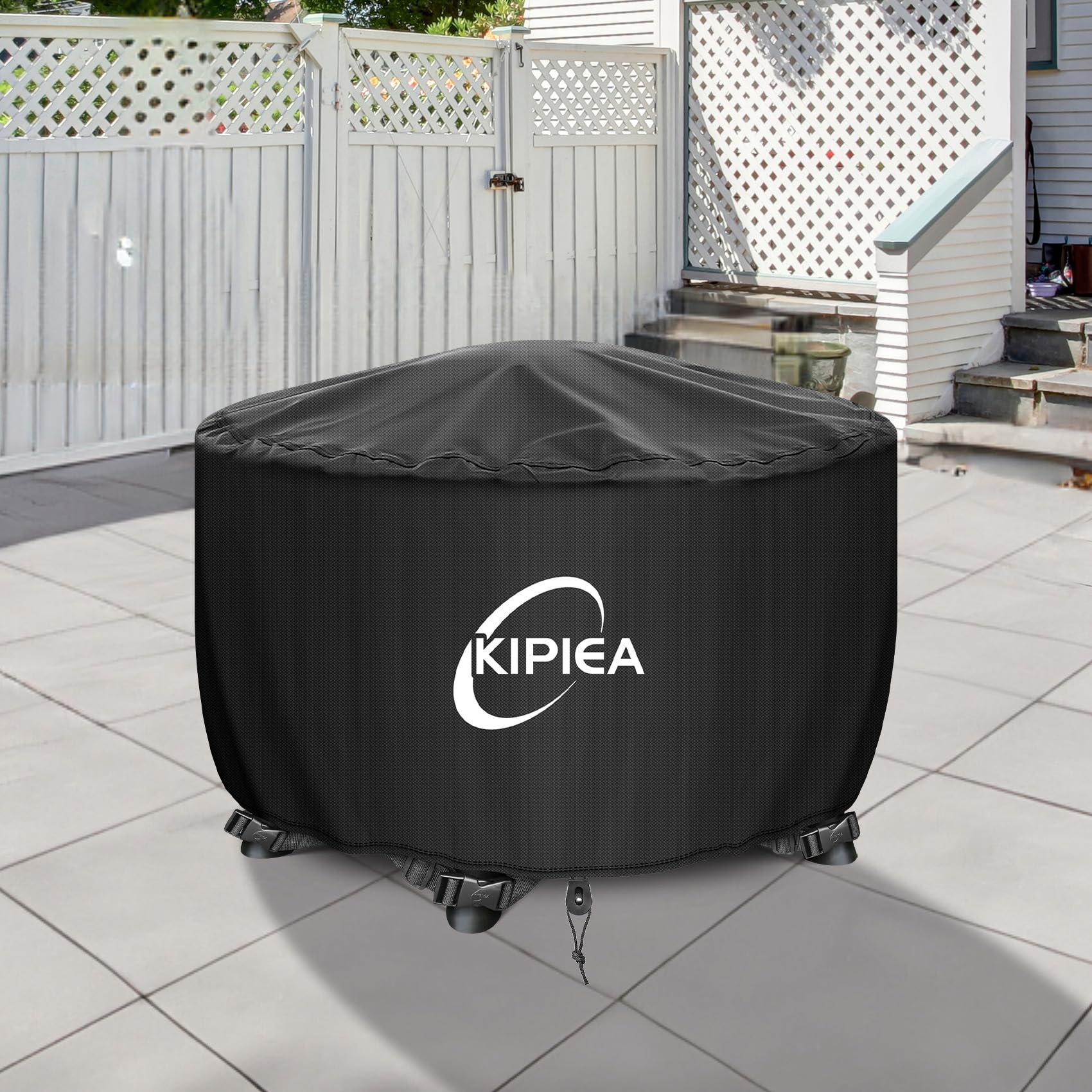 Kipiea Fire Table Cover, Waterproof Round Fire Pit Cover with Anti UV, Fits Outdoor Patio Fire Bowl and No Tears, No Fading - Black (36"D x 20" H) — view 7