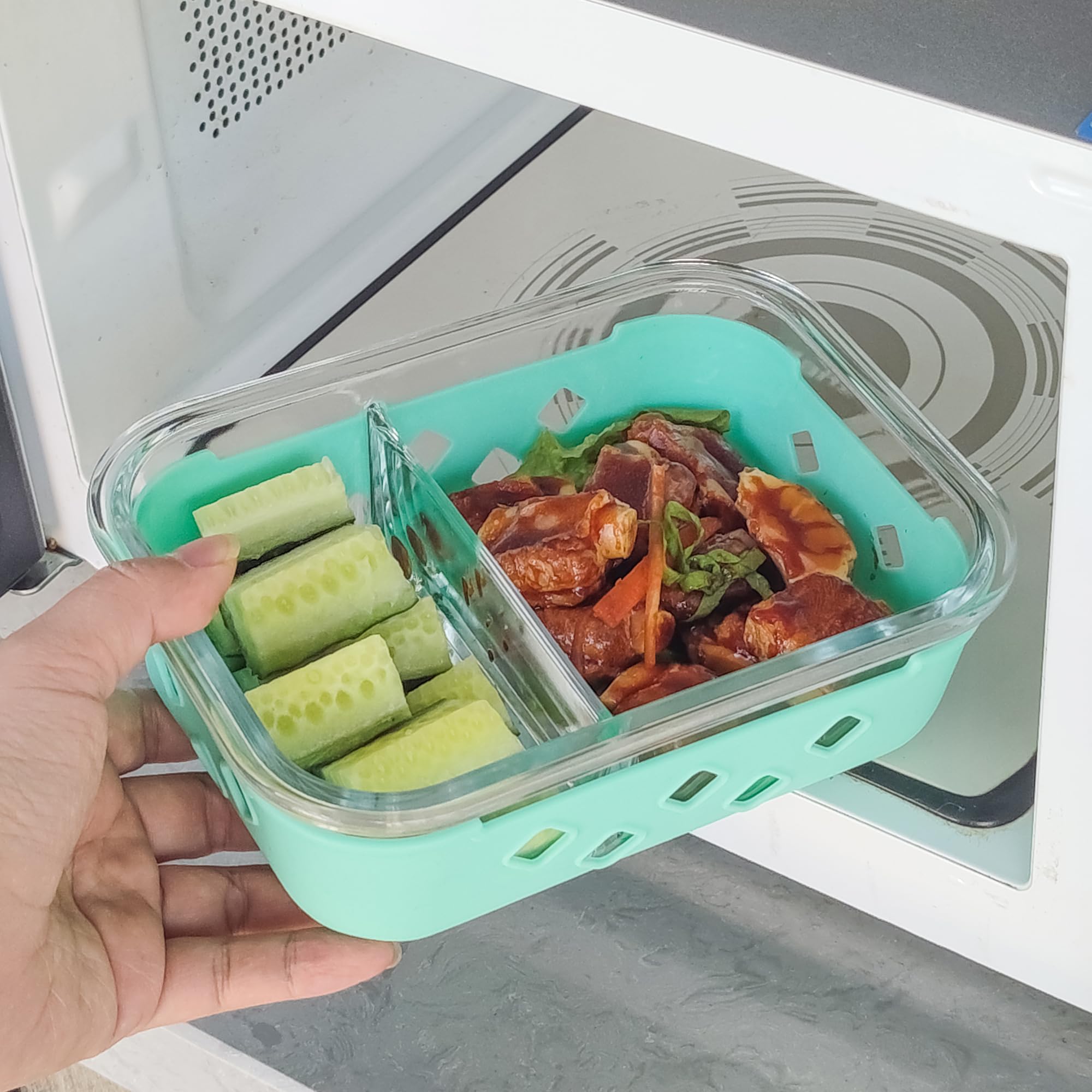 5 paquetes de recipientes de vidrio de 30 onzas para preparación de comidas, recipientes de vidrio para almacenamiento de alimentos con tapas, cajas bento de vidrio herméticas, aptos para horno,