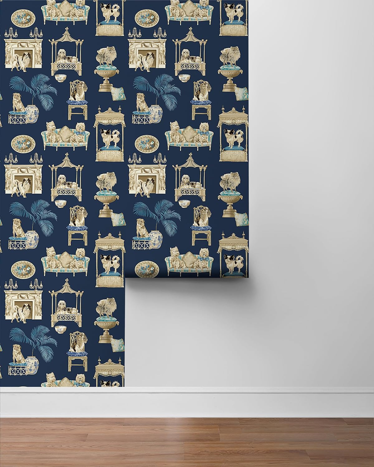 Surface Style - Peel and StickWallpaper, Dog Wallpaper for Bedroom, Powder Room, Dorm Room Essentials, Self Adhesive, Vinyl, 30.75 Sq Ft Coverage (Best in Show Collection, Midnight Blue)