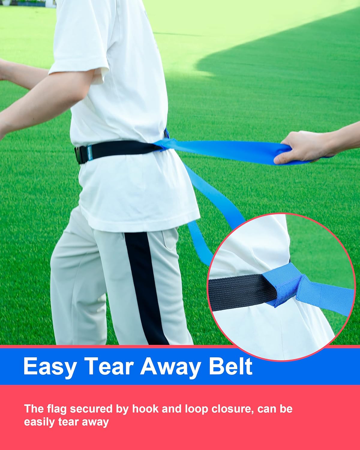 Black and White Flag Football Belts Set for Kids Youth and Adults Training Equipment (20set, Red/Blue and Red/Yellow))