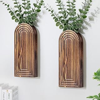 Wooden Wall Planter Vase Set of 2, Boho Hanging Planter for Indoor Plant...