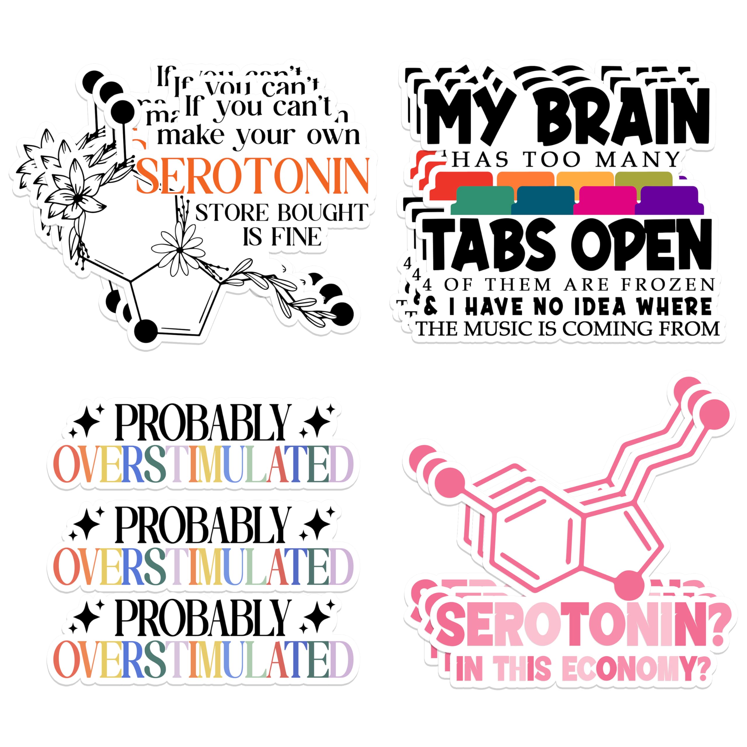 Calcomanías de salud mental para combatir la sobreestimulación con humor en vinilo médico, 12x