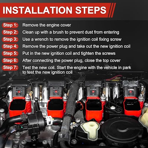 Miniatura 7 de SPARKWHIZ Juego de 8 bobinas de encendido cuadradas UF413 y juego de bujías y cables de platino, repuesto para UF413 D510C 5C1554, compatible con