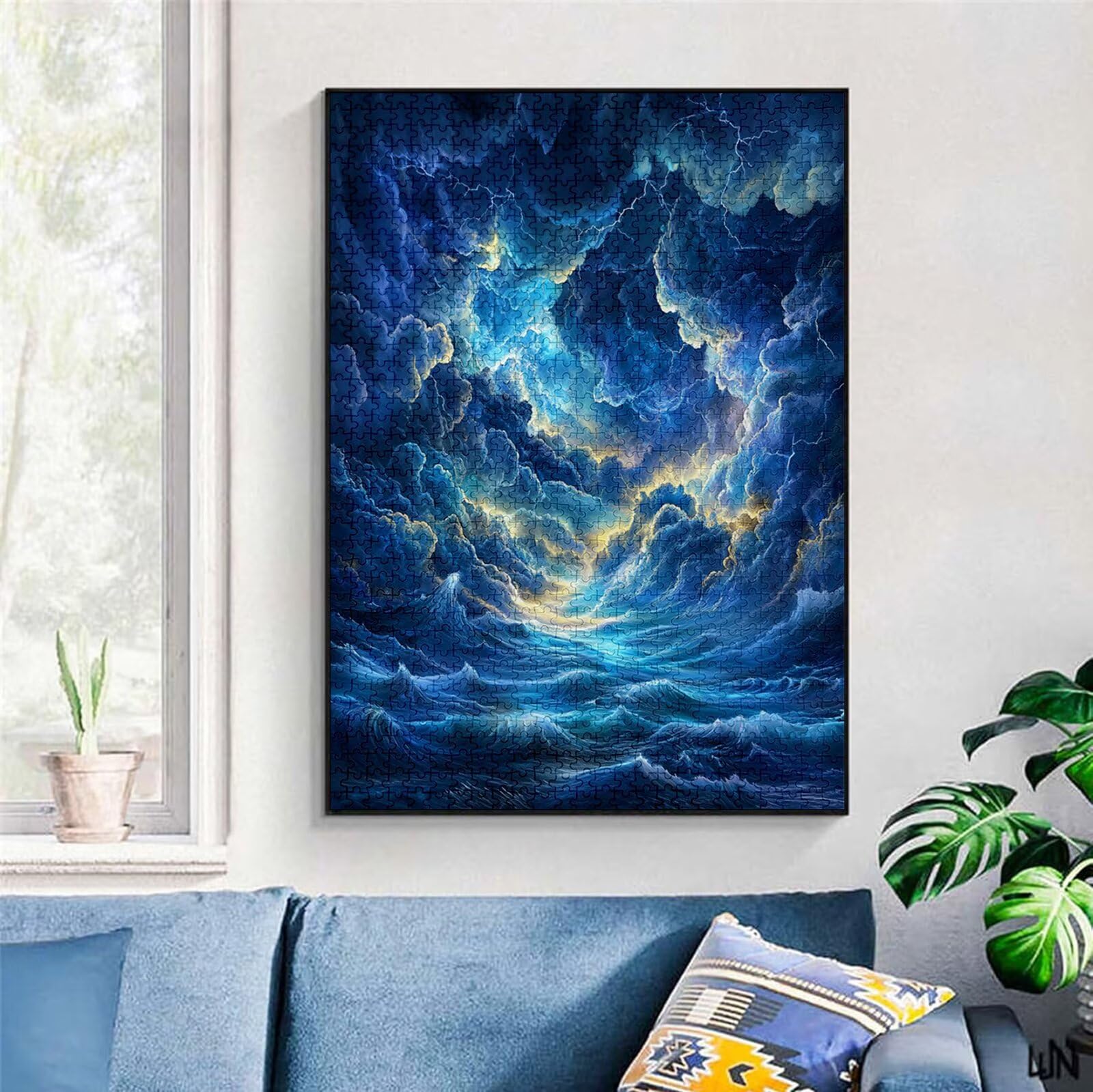 Puzzle 2000 Teile Blau Puzzle Erwachsene, Holzpuzzle für Erwachsene und Teenager, Klassische Puzzles Wolke Jigsaw Puzzles, DIY Groß Puzzelmatten 100x70cm, Wand Dekor oder Weihnachten Geschenk H-2336