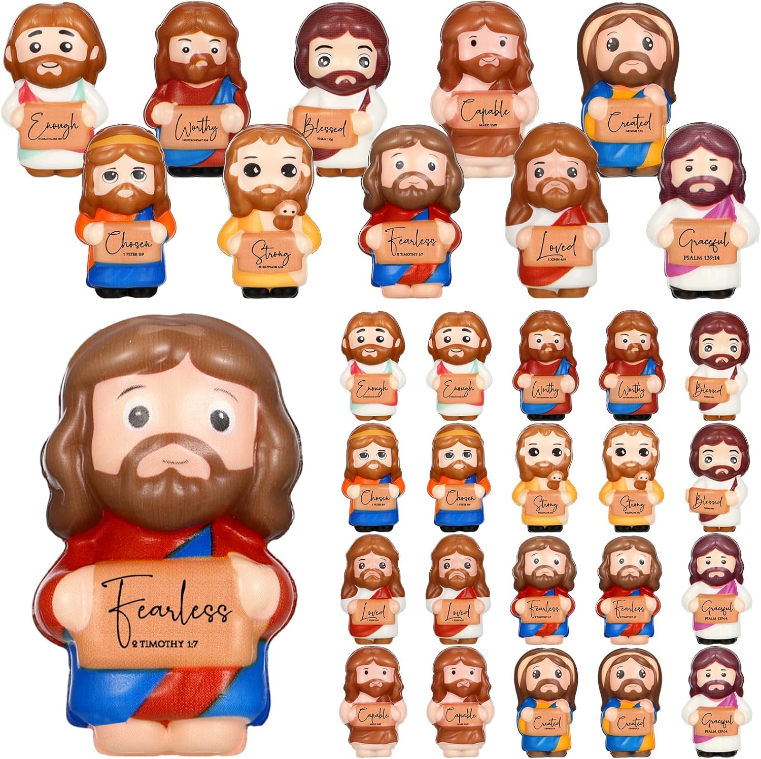Sotiff 30 Pcs Mothers Day Jesus Squishy Bulk 2.36 Inch Small PU Foam Jesus Stress Relief Figures Inspirational Christian Stress Ball Religious for Church (Stylish)