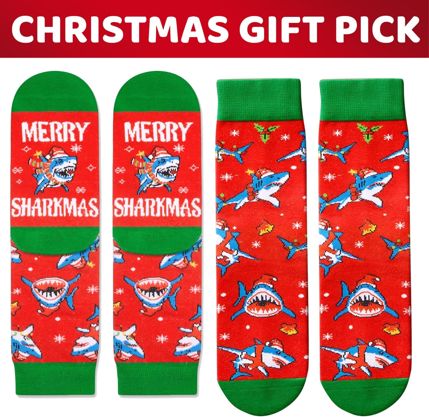 HAPPYPOP Christmas Gifts for Kids Teens - Shark Socks Stocking Stuffers with Greeting Card - Image 6