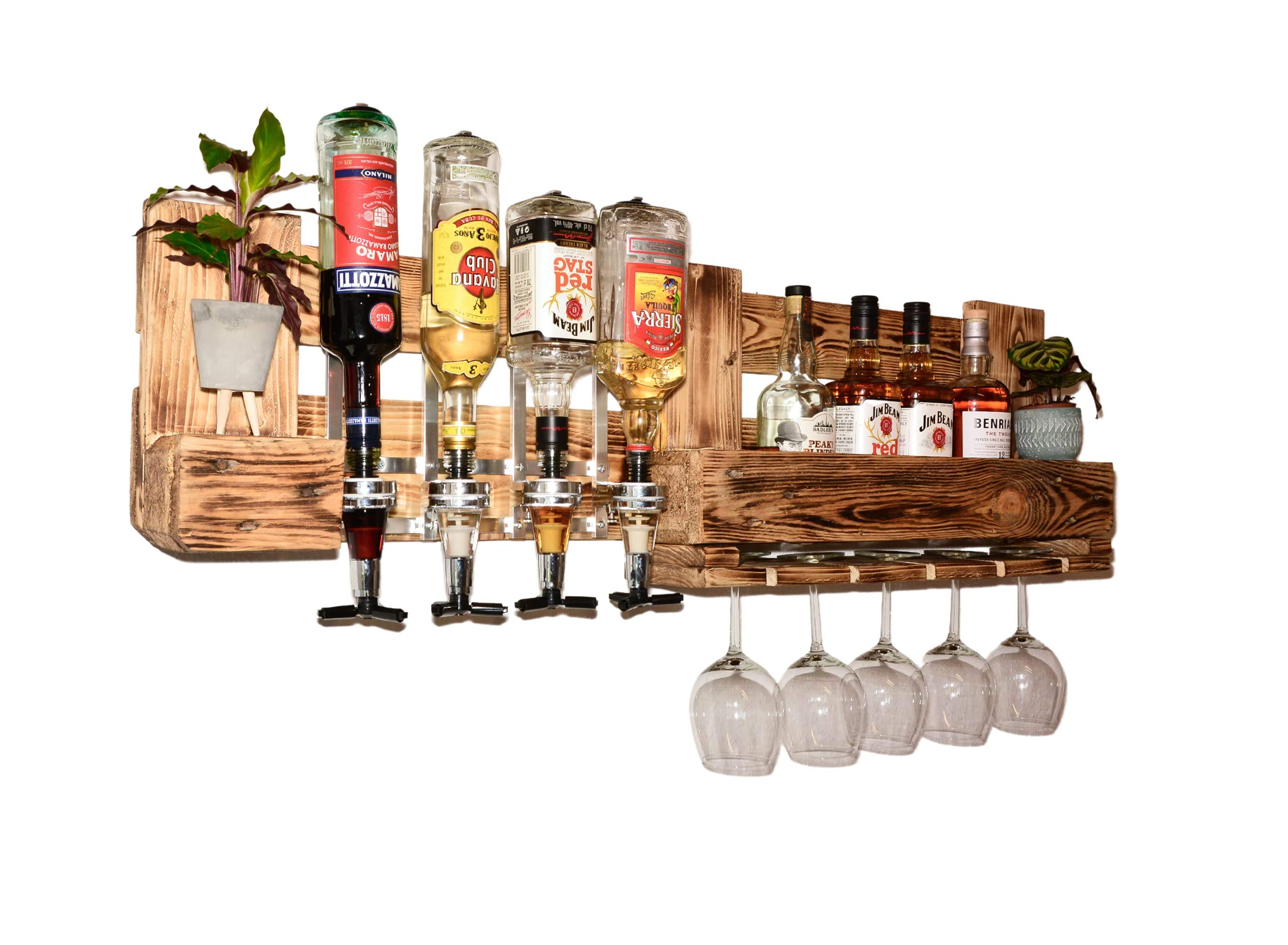 Weinregal Holz Schnapsregal vintage Getränkespender Küche Bar Regal Wandregal rustikal Europalette