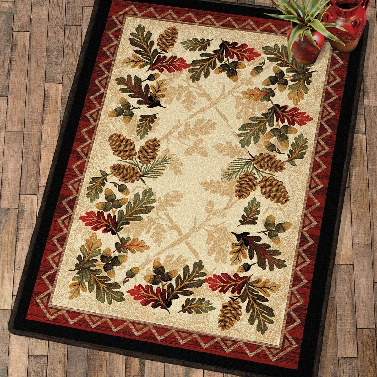 BLACK FOREST DECOR Crimson Woods Rug - 5 x 8, Nylon, Indoor Area Rug, Easy Care, 4" W x 7