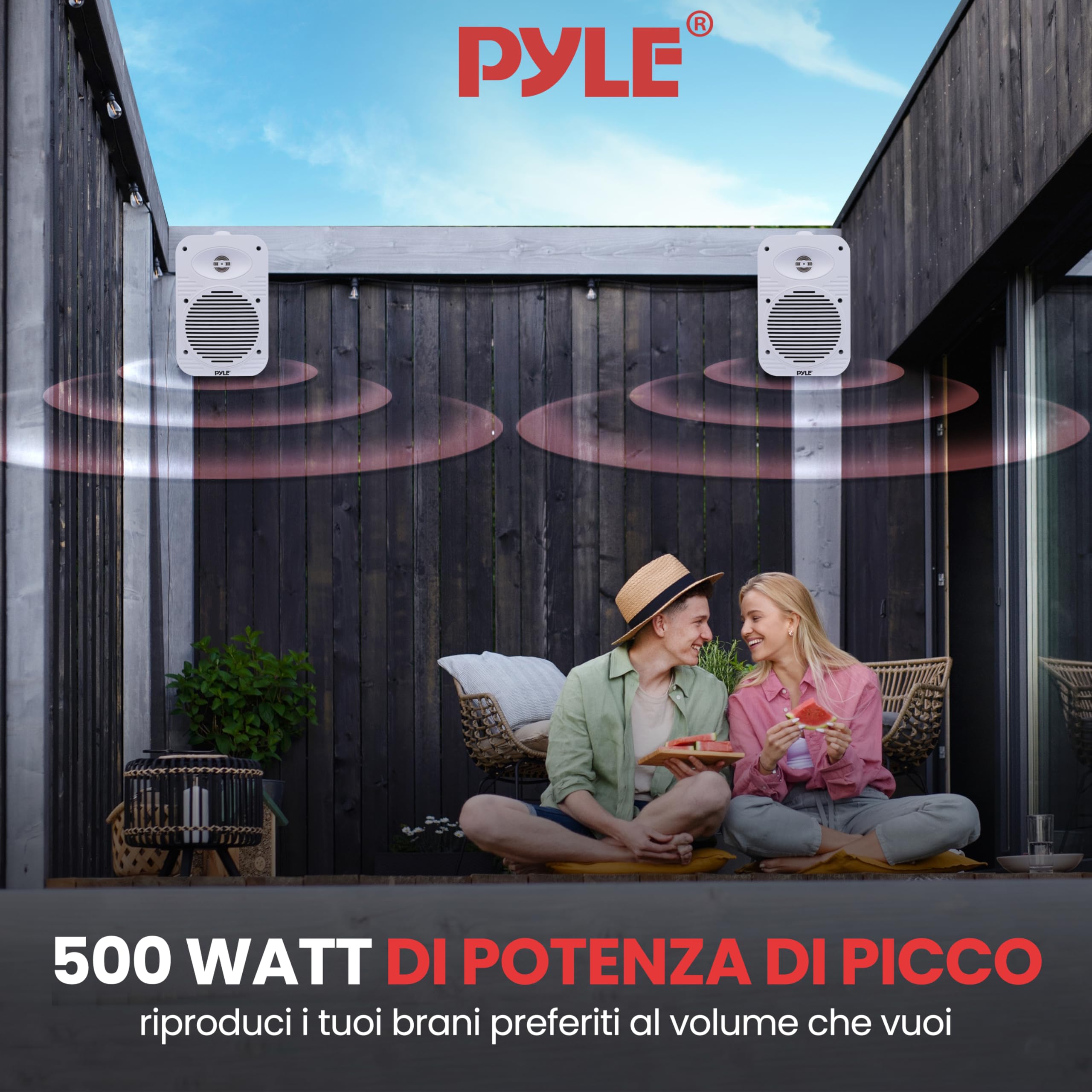 Pyle Altoparlanti 500 Watt 2 Vie Impermeabili 13 cm con Tweeter 1,3 cm Bianco