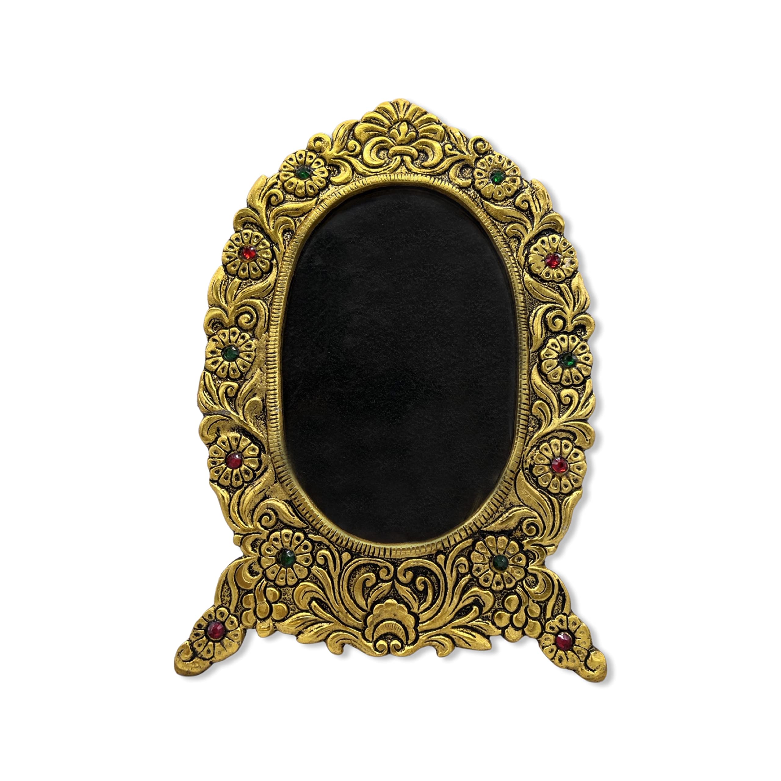 Agroware Oval Golden Stone Frame 6x4 Inch, Luxury Antique Gold Plated Photo Frame, Photo Display, Tabletop Wall Hanging, Gift Ideas, Gold