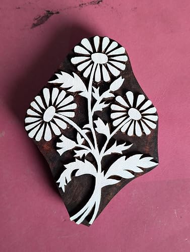 Hand Carved Wooden Printing Block for Fabric Printing | Indian Textile Wood Stamp [2.5 Inch to 5 Inch Mix Design] Brown (Stamp 23)