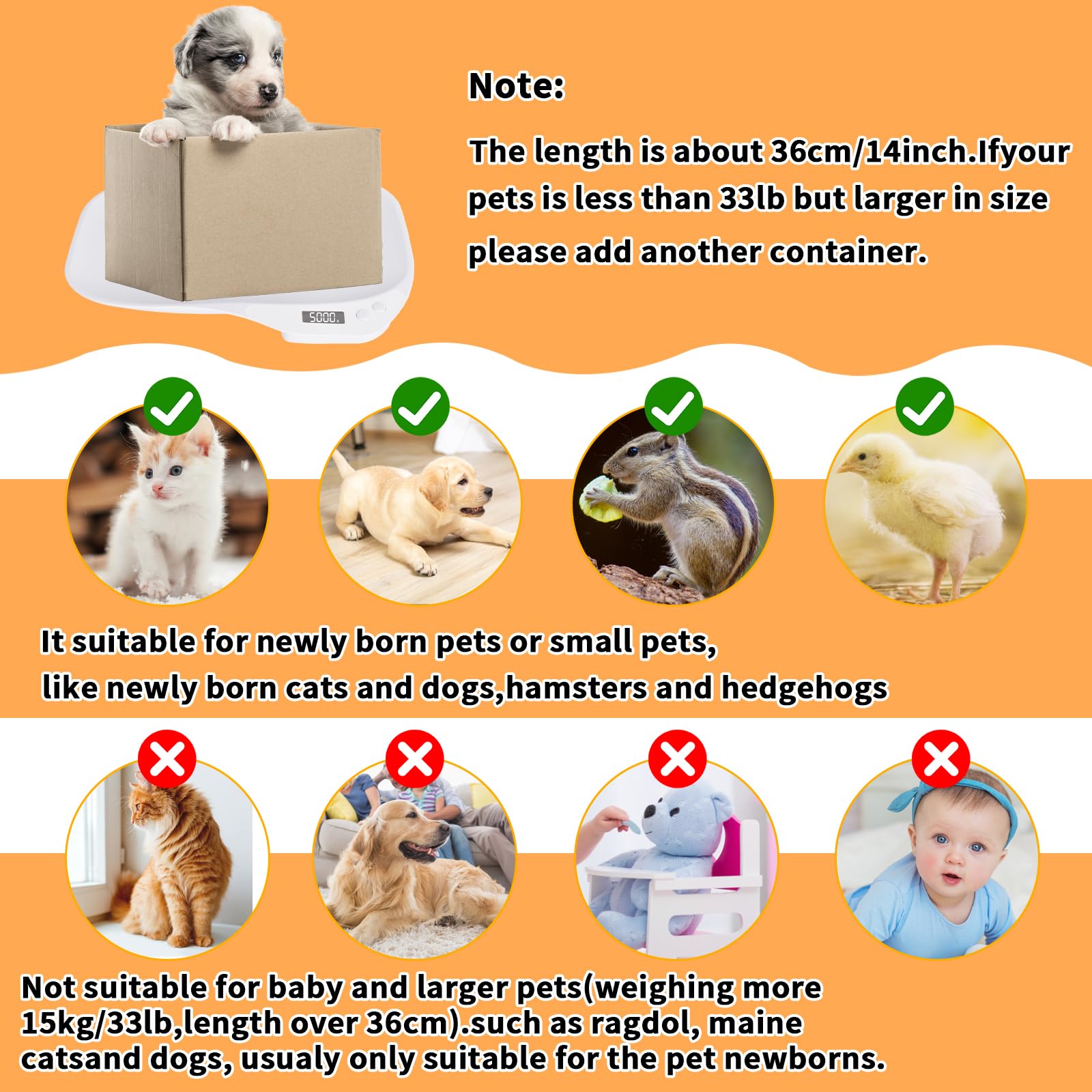 Báscula digital para mascotas, báscula de animales pequeños, báscula para perros de hasta 15 kg, báscula digital para gatos, 4 modos de ponderación, báscula digital de cocina, báscula de bebé, gatos,