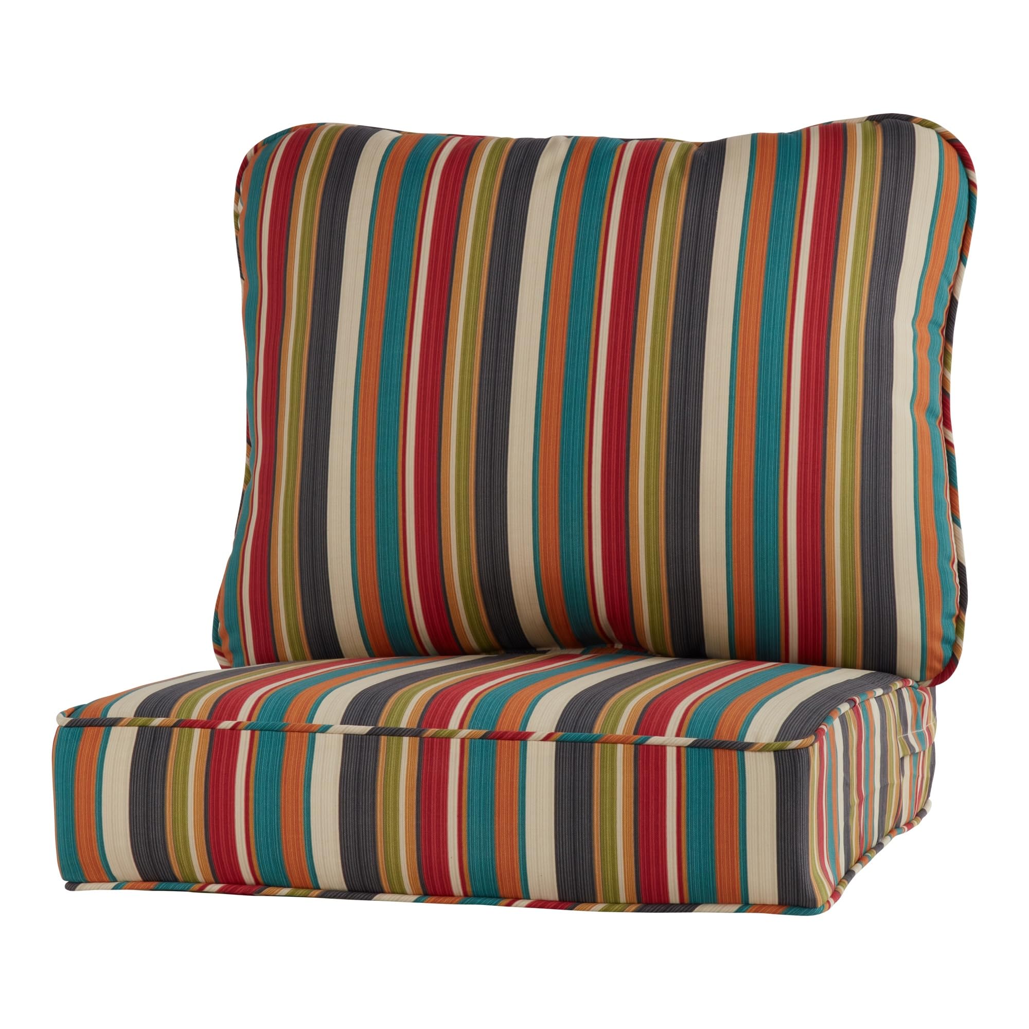 Greendale Home Fashions Outdoor Reversible 2-Piece Deep Seat Cushion Set, Adobe Stripe