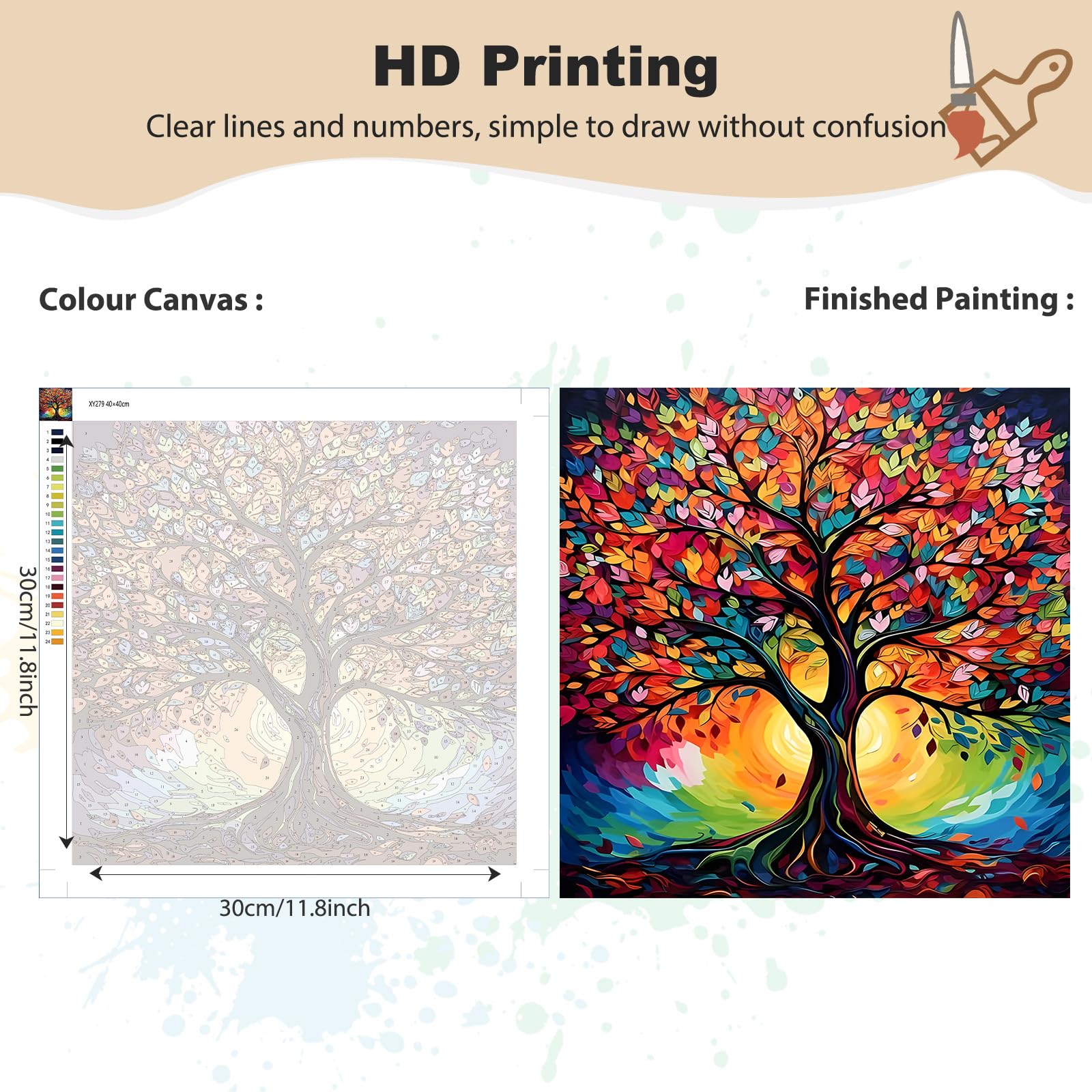 Dipingere con i Numeri per Adulti Albero Paint by Numbers Kit