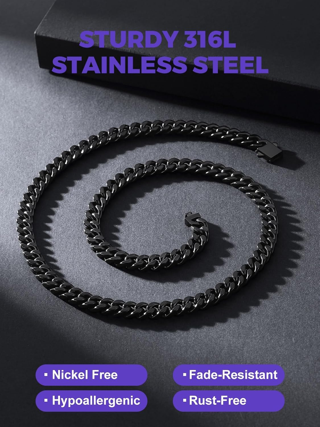 Stainless Steel Link Chain Necklace for Men Women 5/7/9/12mm Wide Chunky Cuban Curb Chains Hip Hop Jewelry(with Gift Box)