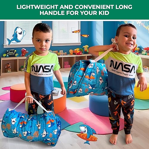 Miniatura 6 de Tapete para siesta para niños pequeños con almohada extraíble, manta ancha. Extra suave, largo saco de dormir enrollado de 55 x 21 pulgadas. Tapete