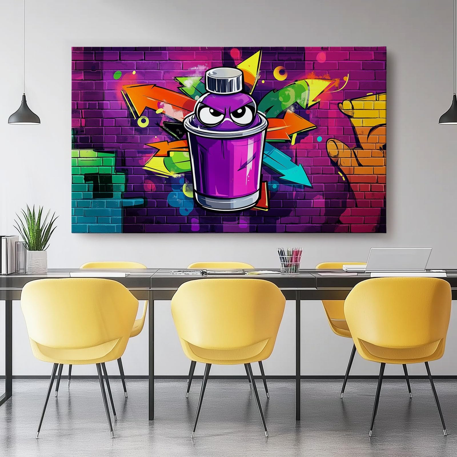 Fumetto Graffiti Stampe Su Tela Viola Quadro Moderno Soggiorno Decorazioni Camera Da Letto Bagno Cucina Ufficio Sala Da Pranzo Bar 100 x 70 cm Senza Cornice
