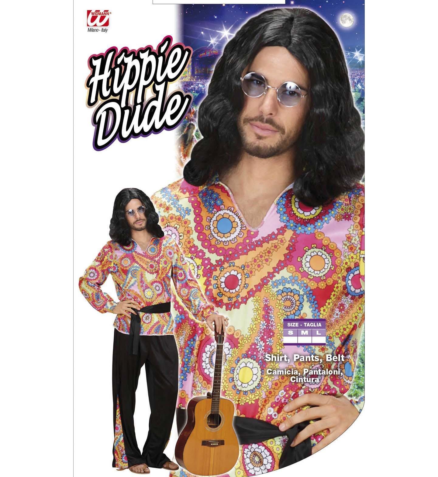 Hippie Dude Costume Small for 60s 70s Hippy Fancy Dress, Multicoloured - Image 2