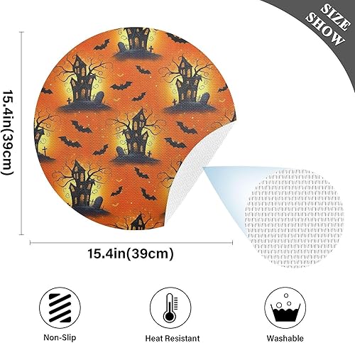 Miniatura 4 de Spooky Halloween Cartoon Printed Table Placemat, Washable Heat Resistant Placemats for Kitchen one sizex1