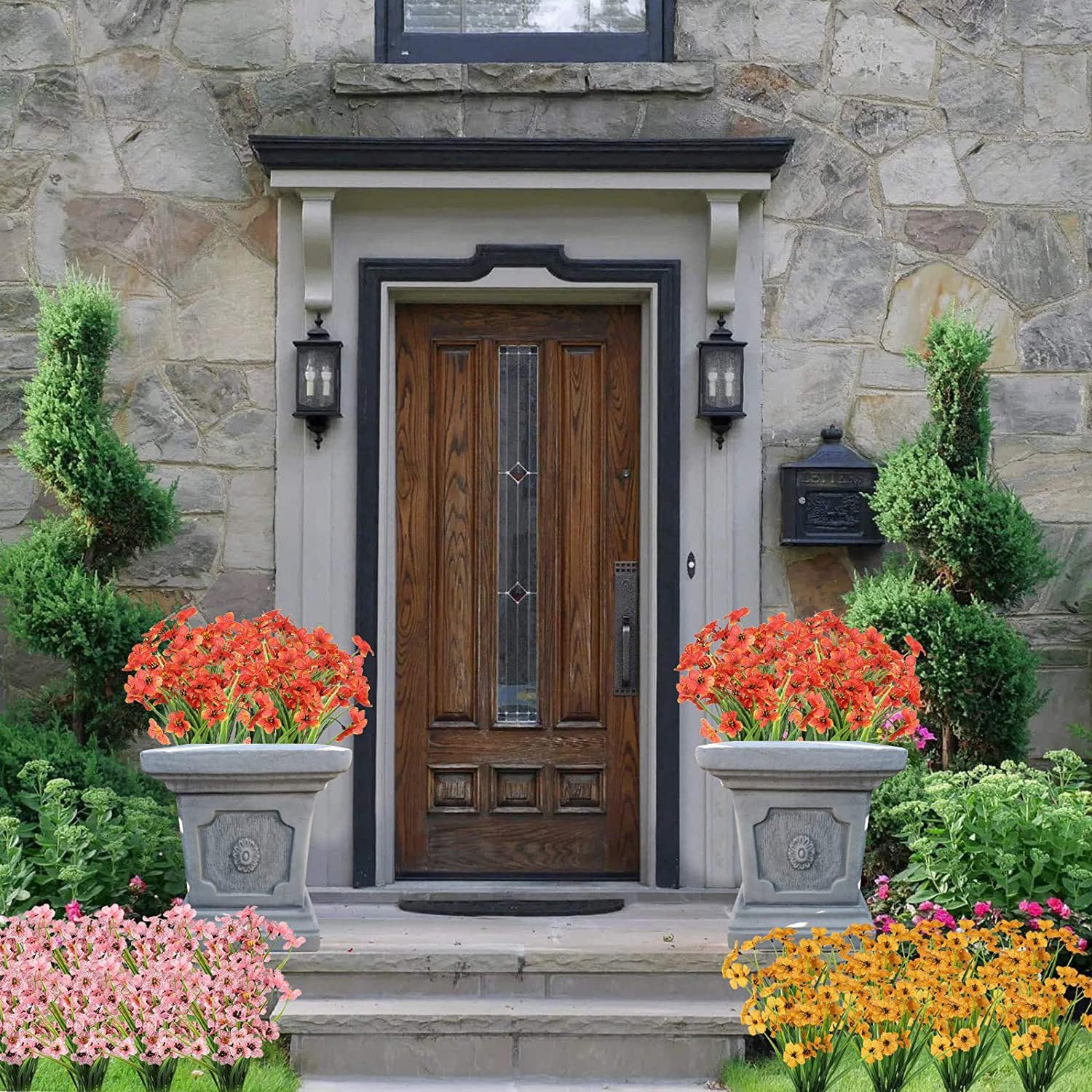Fiori di seta artificiale per la decorazione esterna, 12 fasci di fiori